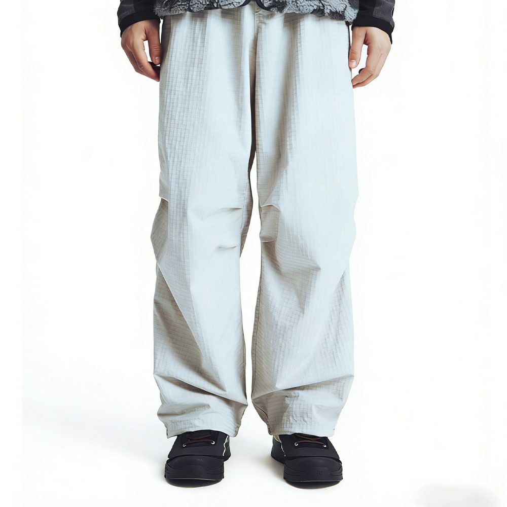 XH-Fashion Men's Lightweight Grid Parachute Pants - Breathable Quick-Dry Wide Leg Casual Trousers for Streetwear & Outdoor-product