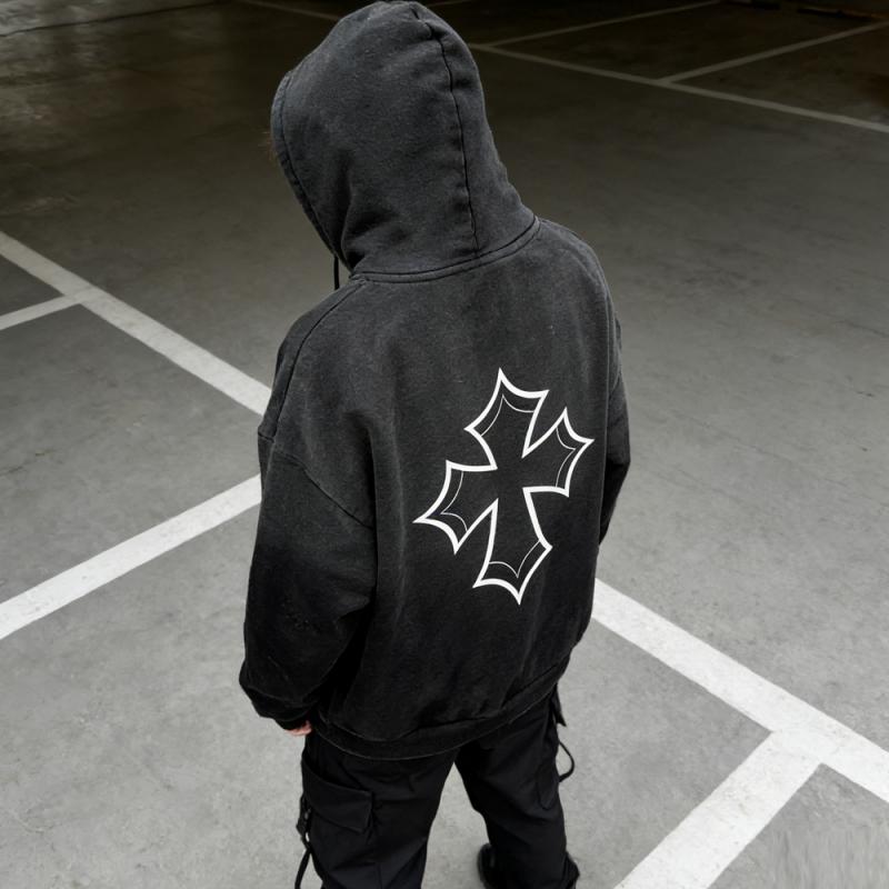 XH-Fashion Customizable Distressed Cotton Hoodie - Edgy Streetwear Style