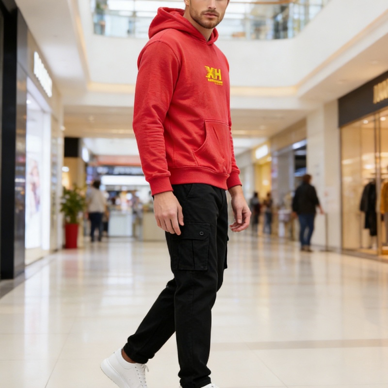 XH-Fashion Customizable Distressed Cotton Hoodie - Edgy Streetwear Style Street Style Men's Printed Hoodie Hoodie And Sweatpants Set Men Tracksuit Manufacturer