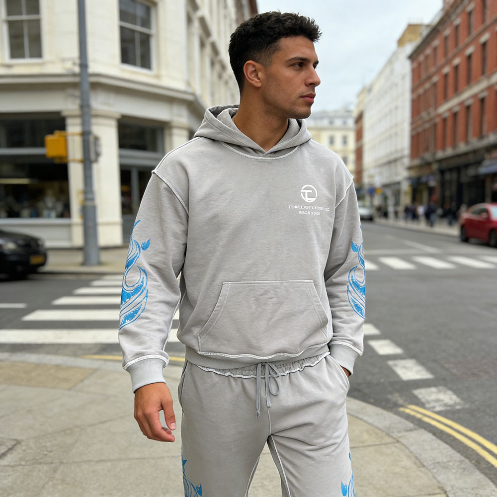 Street Style Men's Printed Hoodie Hoodie And Sweatpants Set Men Tracksuit Manufacturer