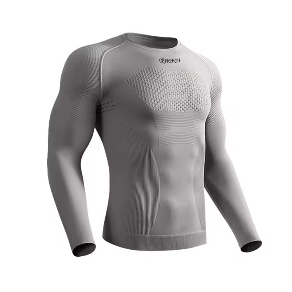XH-Fashion Custom Logo Men's Seamless Compression Long Sleeve Shirt, Quick Dry Elastic Workout Top, Personalized Gym Athletic Base Layer-product
