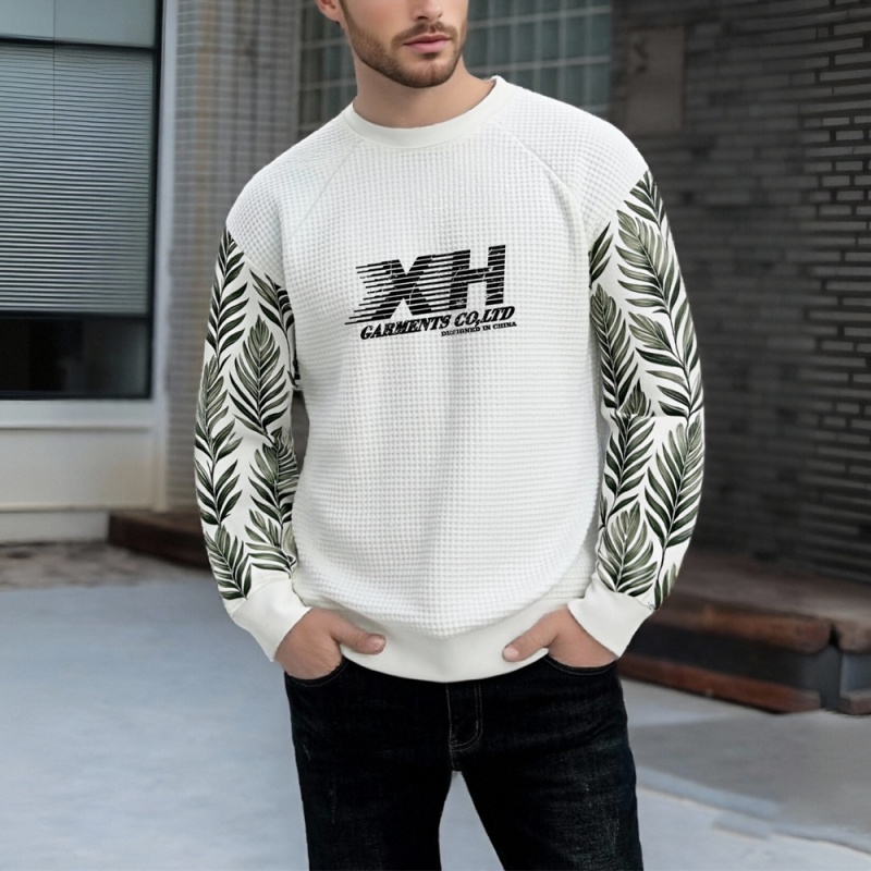 XH-Fashion Customizable Distressed Cotton Tee - Edgy Streetwear Style Pure Cotton Long Sleeve Sweatshirt for Comfort and Style Custom Tracksuit Supplier Manufacturer-product