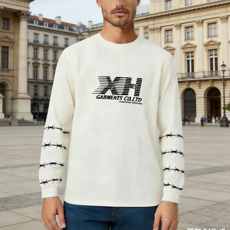 XH-Fashion Customizable Distressed Cotton Tee - Edgy Streetwear Style Pure Cotton Long Sleeve Sweatshirt for Comfort and Style Custom Tracksuit Supplier Manufacturer-product