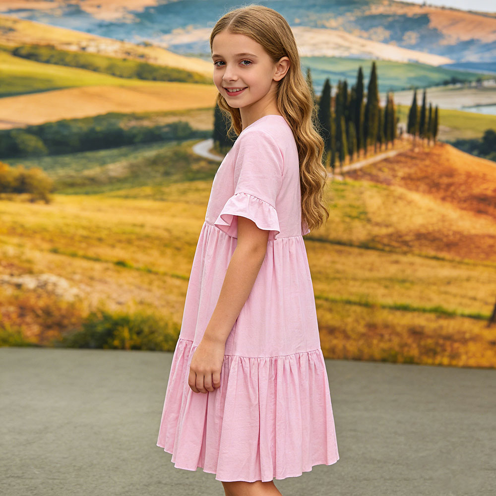 XH-Fashion  Customizable Short Sleeve O Neck Sweet Dress for Girls-product