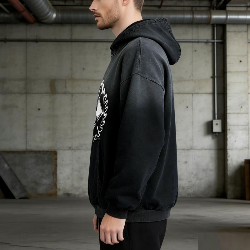 XH-Fashion Customizable Distressed Cotton Hoodie - Edgy Streetwear Style