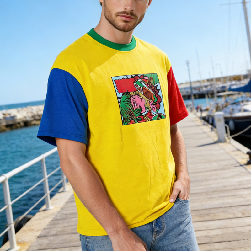 XH-Fashion Customizable Men Casual Striped Printed Cotton Tee-product